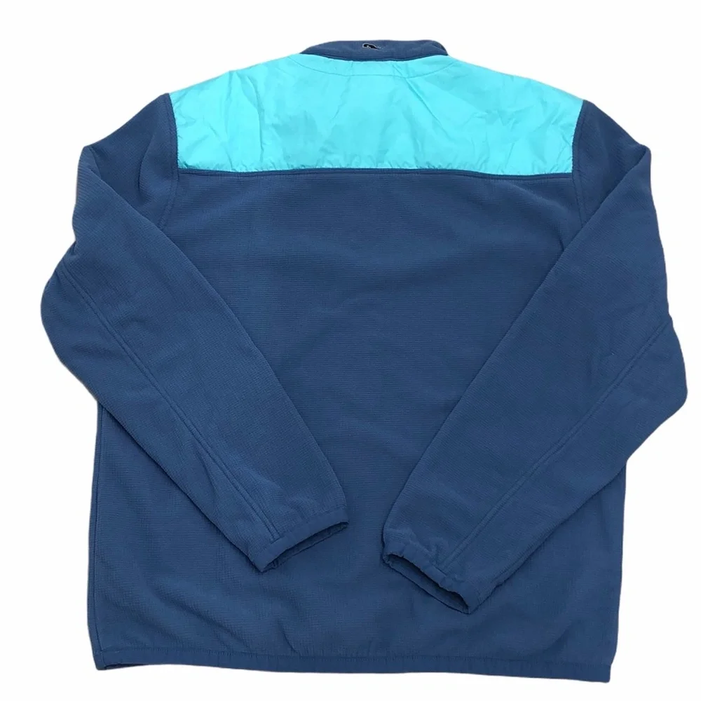 VINEYARD VINES BLUE WINDCREST GRID FLEECE QUARTER ZIP PULLOVER